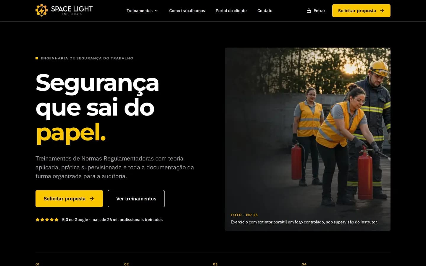 Página inicial do site da Space Light Engenharia
